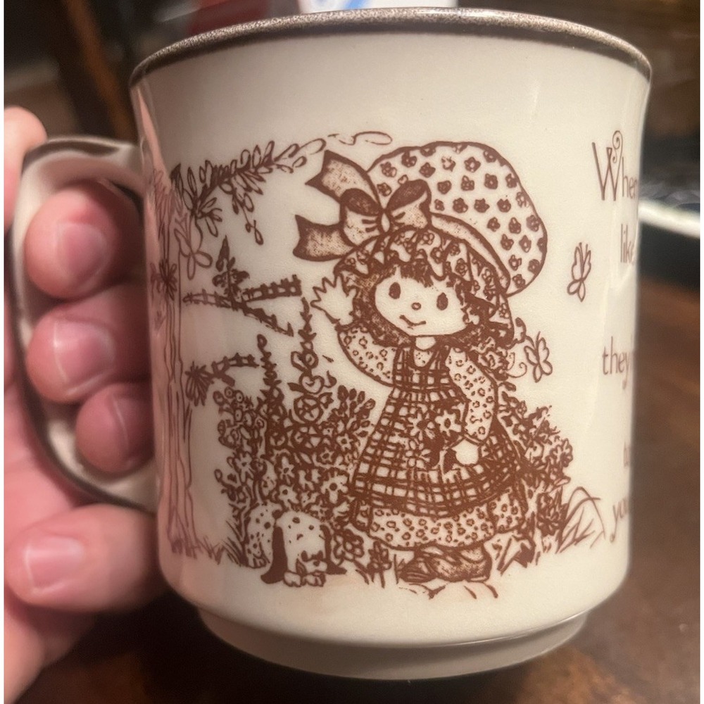 Vintage Strawberry Shortcake Coffee Mug Cup‎  Brown & Cream Japan